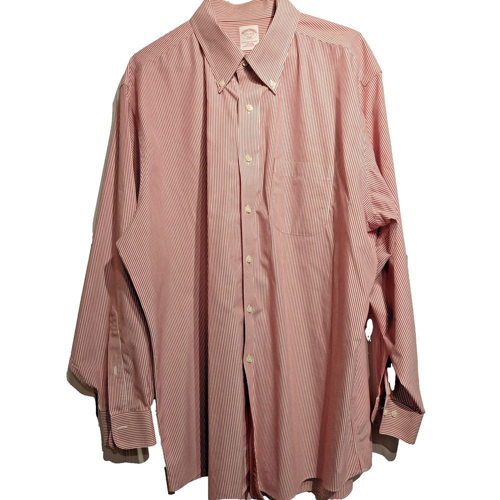 Brooks Brothers Shirt Mens 17.5 XL 346 Non Iron Button Down Stripe Dress Shirt